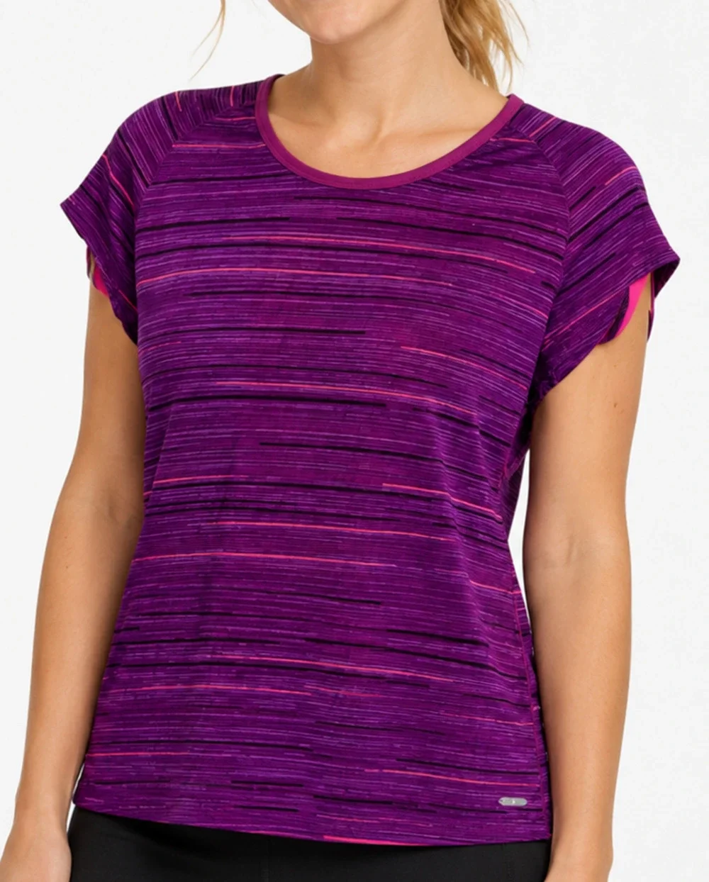 Champion DuoDry Athletic Shirt Women's 2XL Purple Striped Moisture Wicking Top